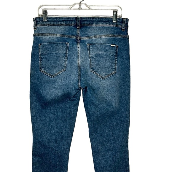 Zara Medium Wash Skinny Denim Jeans Striped Trim Up Legs Z1975 Sz 10-runs small - Picture 5 of 10